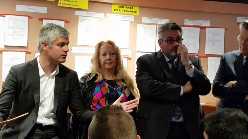 Laurent Wauquiez, pr&Atilde;&copy;sident d'Auvergne-Rh&Atilde;&acute;ne-Alpes, Martine Brunswick, pr&Atilde;&copy;sidente Espace Info Jeunes Auvergne, Olivier Bianchi, Pr&Atilde;&copy;sident Clermont M&Atilde;&copy;tropole